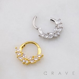 MULTI CZ MARQUISE BUTTERFLY  316L SURGICAL STEEL SEPTUM HINGED SEGMENT RING